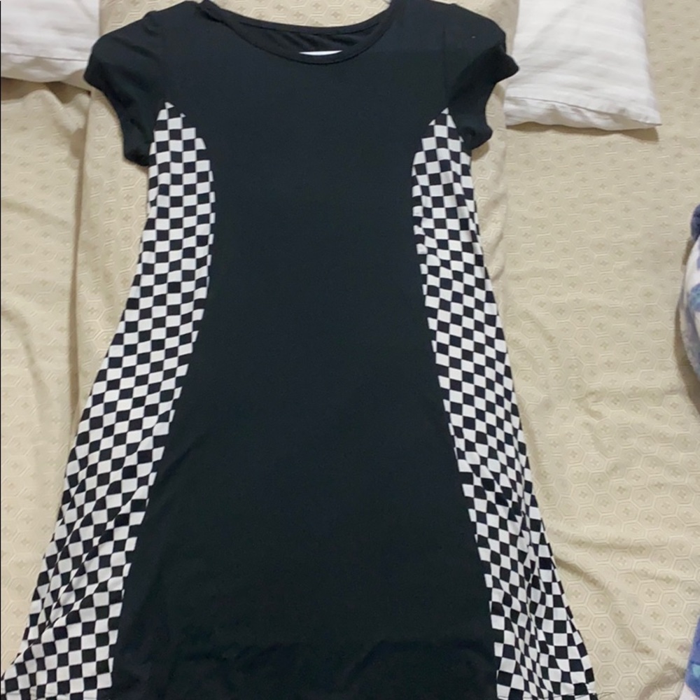 black and checkered dress